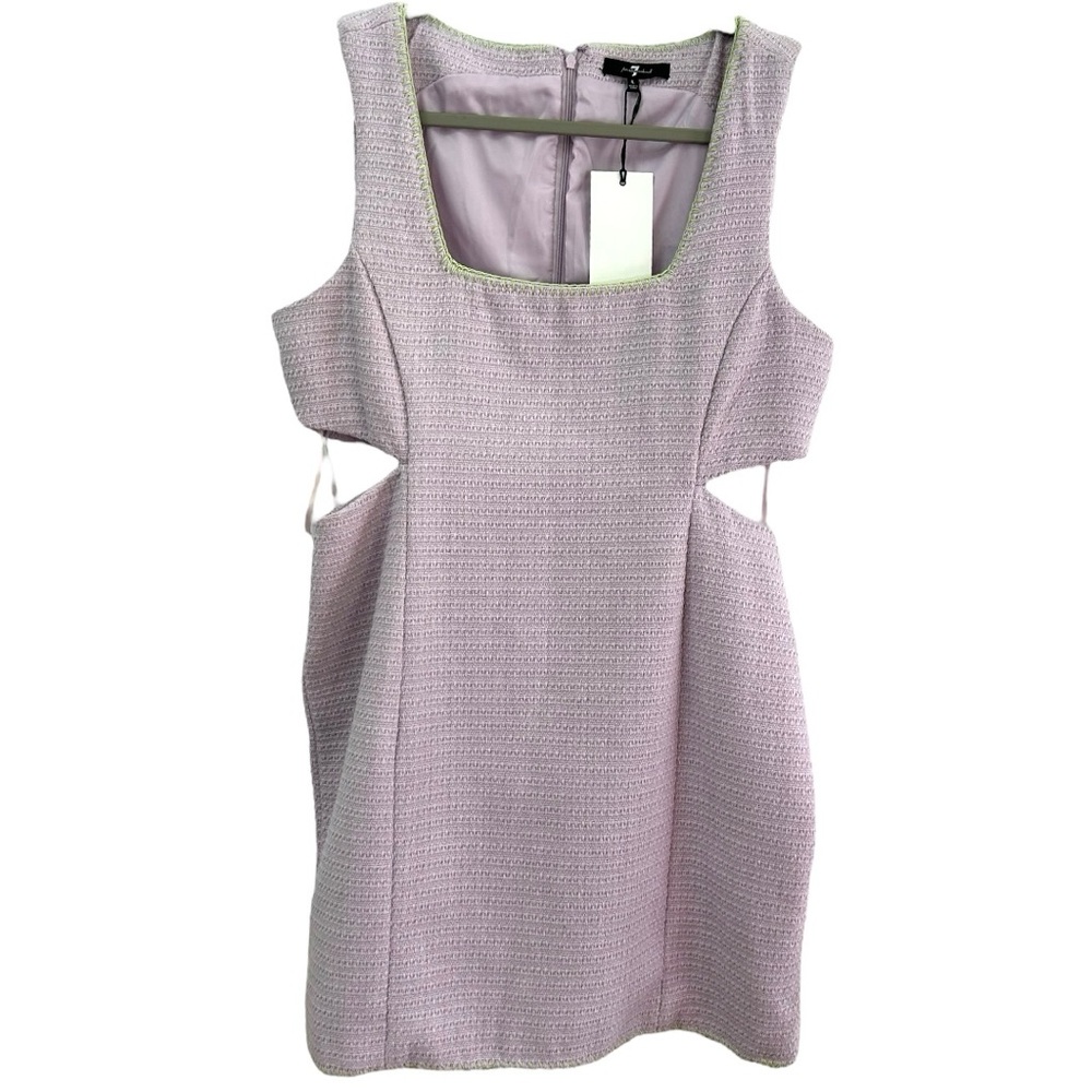 7 For All Mankind‎ Women’s Lavender Sleeveless Cutout Tweed Mini Dress  Sz L